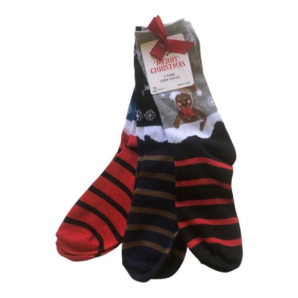 Ladies NWT Christmas Holidays Crew Socks Three Pack of 3 Pairs Socks Size 9-11 - Picture 1 of 7